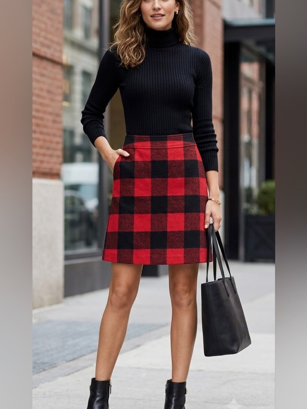 J. Crew Red and Black Buffalo Plaid Mini Skirt